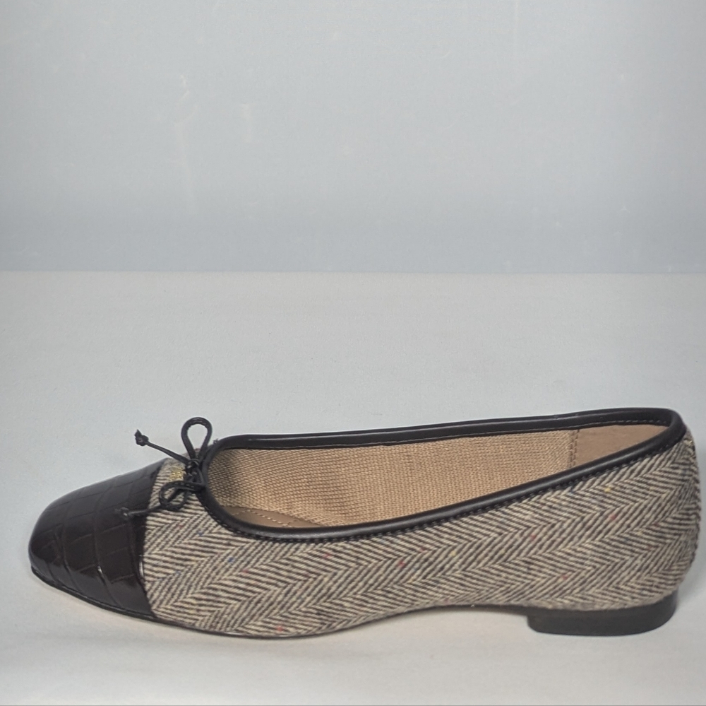 NEW Sam Edelman Womens Marley Ballet Flat sz 7.5 brown houndstooth
